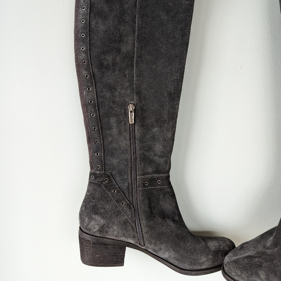 Vince Camuto Bestan Grey Suede Over The Knee Riding Boots - Picture 11 of 13